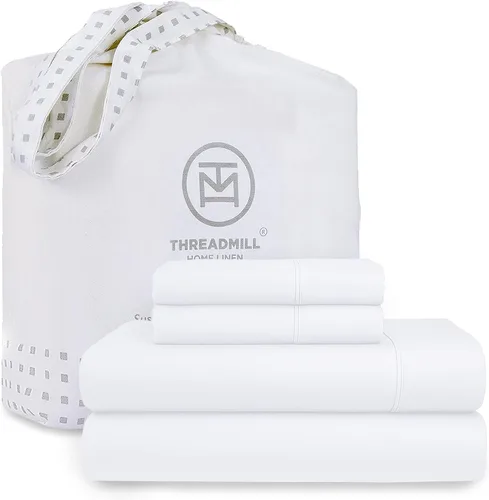 Vista 287 de Threadmill Juego de sábanas de algodón Twin Sábanas 100% algodón para cama tamaño Twin Juego de sábanas de satén jacquard damasco con bolsillo