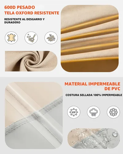 Vista 3 de Vailge Funda para Sofá de Patio de Servicio Pesado, 100% Impermeable Funda para Sofá de Exterior de 3 Plazas, Fundas para Muebles de Jardín y Patio