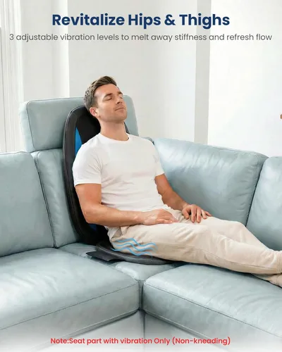 Vista 7 de COMFIER - Masajeador de espalda Shiatsu con calor, cojín de asiento de masaje de tejido profundo, almohadilla para silla de masaje para espalda