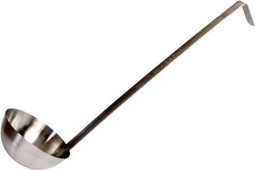Vista 10 de TrueCraftware - Cucharón de acero inoxidable de 1 onza con mango largo con gancho, cuchara medidora pequeña de grado comercial para salsa de sopa