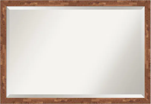 Vista 65 de Amanti Art Espejo de pared marrón de 26 x 22 pulgadas, espejo rectangular de baño de Alejandría marrón rústico para decoración de pared, sala