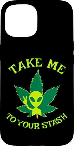 Vista 6 de iPhone 16 Alien Weed Leaf Stoner 420 Stash Fiction Pot Lovers Design Case