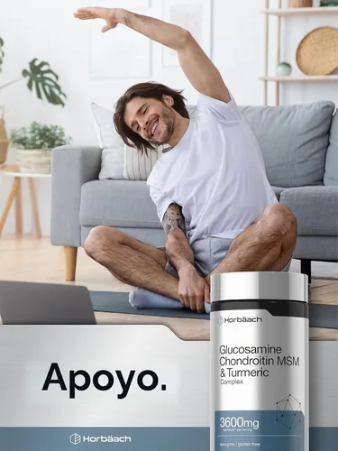 Vista 6 de Horbäach Glucosamina condroitina MSM 3600 mg 360 comprimidos Fórmula avanzada con cúrcuma Sin OMG, sin gluten