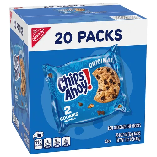 Vista 15 de CHIPS AHOY! Galletas Originales con Chispas de Chocolate, 20 Paquetes (2 galletas por paquete)