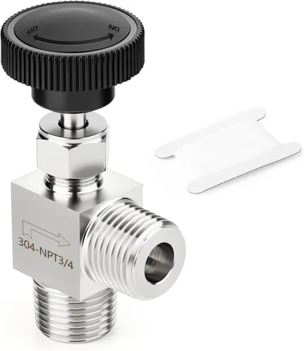 Vista 17 de TAISHER Válvula de aguja de acero inoxidable 316 con mango de rueda 1/2 "NPT macho x 1/2" NPT hembra