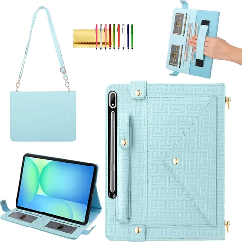 Vista 27 de Bolso Funda para Samsung Galaxy Tab S10 FE/S9 FE 10.9"/S9/S8/S7 11", Techcircle Folio con Soporte Cruzado, Billetera con Ranura para Lápiz S Pen
