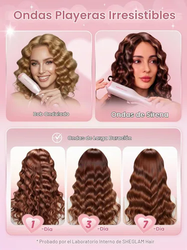 Vista 7 de SHEGLAM Ondulador de cabello ondulado de playa (rosa, 0.75 pulgadas)