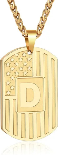 Vista 24 de Bellino Regalos de graduación – Collar con letra inicial de la A a la Z para hombres, niños, adolescentes, acero inoxidable, bandera estadounidense