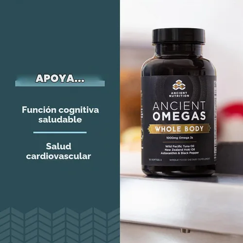 Vista 2 de Ancient Nutrition Omegas de cuerpo entero, ALA, DHA, EPA, de pescado