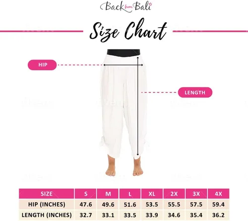 Vista 4 de Back From Bali Pantalones holgados bohemios de pierna ancha para mujer, pantalones recortados de rayón para verano, playa, cintura fruncida (S-4XL)