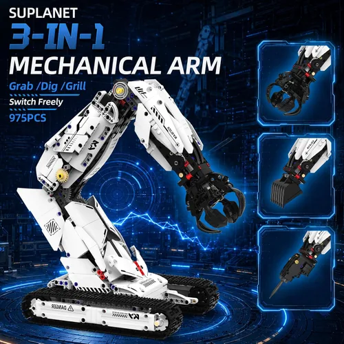 Vista 2 de 3 in 1 Robot Arm Building Set for Kids Boys Age 8-14 with RC & APP