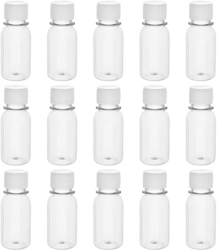 Vista 14 de Aicosineg 20 recipientes de plástico de 5.1 fl oz, botella de reactivo químico de laboratorio, botella de almacenamiento de boca pequeña de 5.07 5.1