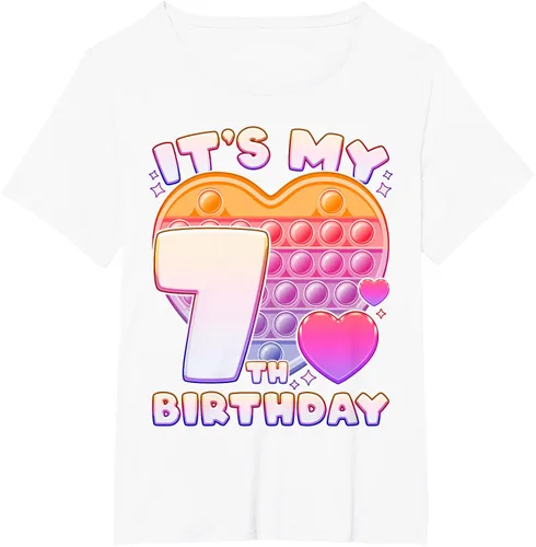 Vista 98 de Pop-it Birthday Girl 7 años de edad, Push it Pop Fidget Bubble Camiseta, Negro
