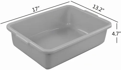 Vista 2 de Anbers Caja comercial de autobús comercial de plástico 13L/gris, lavabo de la tina, 4 paquetes