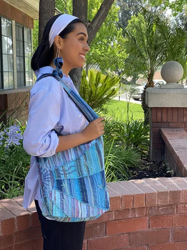 Vista 5 de Hand Embroidered Peace and Sunrise Boho Crossbody Hippie Handbag - Unique, Ethical, and Vibrant for the Free-Spirited Soul