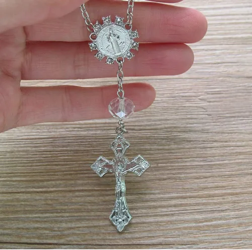 Vista 6 de Rosario de la década de cristal Bautizo Fiesta Favor (12 piezas) Quinceañera Boda Primera Comunión Niño Niña Regalo Bautizo Celebración de Eventos