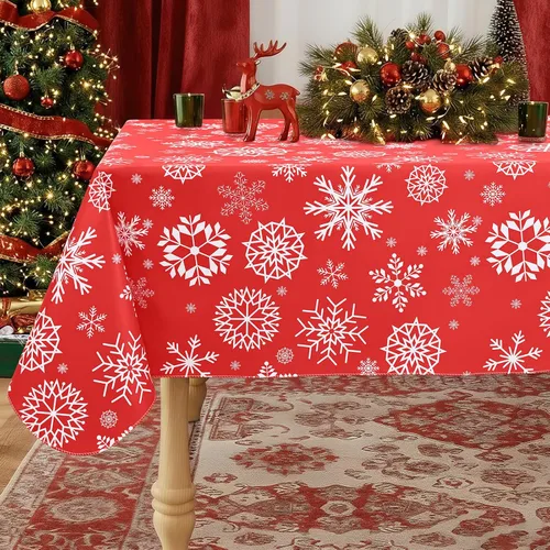 Vista 35 de misaya Mantel rectangular de vinilo impermeable, mantel lavable con reverso de franela, mantel de plástico para cena, picnic, interior y exterior