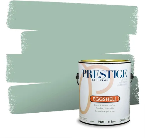 Vista 33 de Prestige Paints - Pintura exterior e imprimación en uno, 1 galón, plano, compatibilidad comparable con el color menta «Whipped Mint» de Behr
