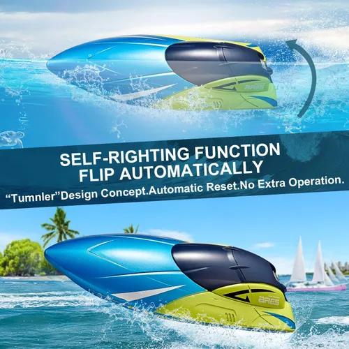 Vista 7 de 4DRC Barco a control remoto S4 para niños y adultos, 2 baterías modulares, 20+ MPH 2.4GHz barcos de carreras de alta velocidad para piscinas