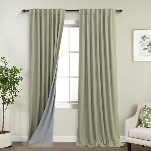 Vista 86 de KOUFALL - Cortinas de medio estilo francés de lino para ventana, juego de 2 cortinas cortas de 40 pulgadas de longitud, para privacidad, cortinas