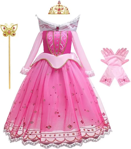 Vista 26 de REXREII Disfraz de princesa durmiente para niñas, disfraz de Halloween, cosplay, Navidad, fiesta de cumpleaños (accesorios)