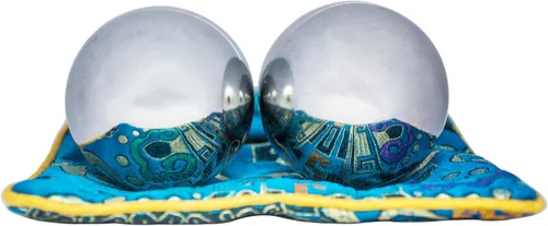 Vista 3 de Pelota de baoding china de hierro sólido, pesada, sin timbre, acero inoxidable, cromado, bolas de ejercicio para la salud para terapia de manos