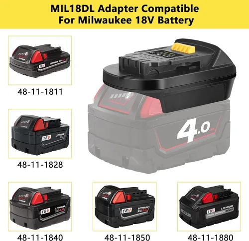 Vista 3 de JYJZPB MIL18DL - Adaptador convertidor de batería para Milwaukee a batería De-Walt, convertidor para baterías Milwaukee 18V M18 a baterías Dewalt