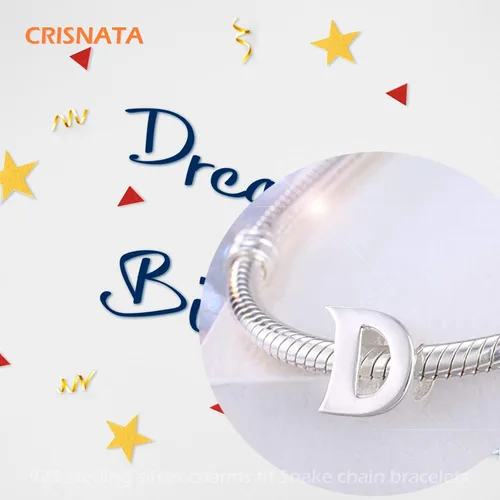 Vista 3 de 26 dijes de letras, cuentas de plata de ley 925 pulida con inicial del alfabeto A-Z, se adapta a pulseras con nombre europeo, regalo para madre