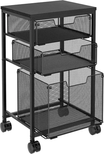 Vista 10 de Sbanmao Carro de archivos con ruedas para cartas/legales con 2 cajones de almacenamiento, almacenamiento debajo del escritorio, archivador vertical