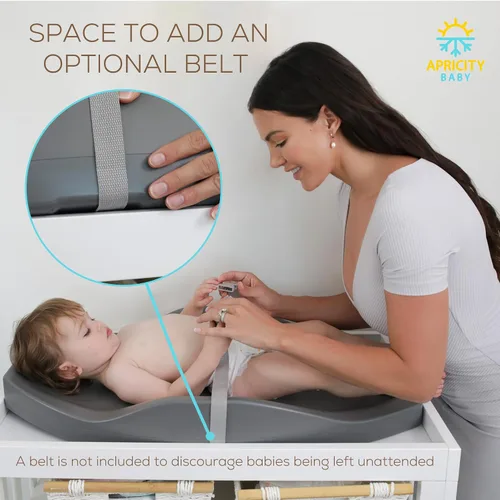 Vista 8 de Apricity Baby Cambiador de pañales – Cambiador de espuma impermeable con lados elevados, base antideslizante y diseño portátil, extra grande de 31.5