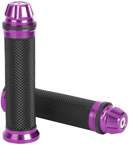 Vista 9 de Manillar de motocicleta de aleación de aluminio CNC de goma de manillar universal compatible con mango de bicicleta de 7/8 pulgadas (morado)