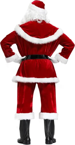 Vista 2 de Neragron Santa Claus Costume for Men, 15pcs Deluxe Christmas Adult Santa Costume Set Santa Claus Suit Adult Men Santa Outfit