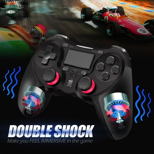 Vista 5 de TERIOS - Control inalámbrico compatible con Play-Station 4, control de juego para PS-4 ProPS-4 Slim, altavoz integrado y conector de auriculares