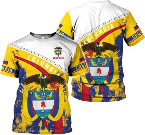 Vista 2 de Ligthuy - Camisa personalizada de Colombia 3D, camisas personalizadas con la bandera de Colombia para hombres y mujeres, camiseta del orgullo