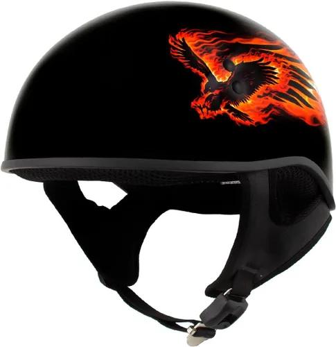 Vista 39 de Hot Leathers Avanzado Moto DOT Skull Cap Classic Half Cascos Biker HLD HLT