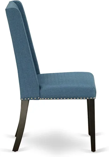 Vista 10 de East West Furniture DLFL3-ABK-21 - Juego de mesa de comedor de 3 piezas contiene una mesa de cocina redonda con gotas y 2 sillas de comedor Parsons