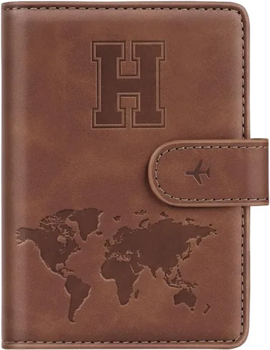 Vista 10 de Funda para Pasaporte Personalizada con Letra de la A a la Z, Billetera de Viaje con Bloqueo RFID, Funda para Pasaporte, Estuche para Pasaporte