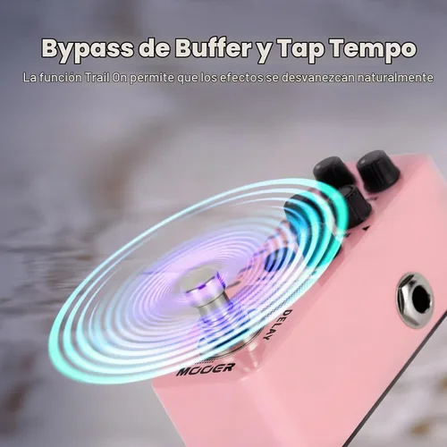 Vista 5 de MOOER Pedal de guitarra D7 Delay con 6 cintas de retardo diferentes y grabación Looper de 150s, función ajustable múltiple, tempo de toque Surpport