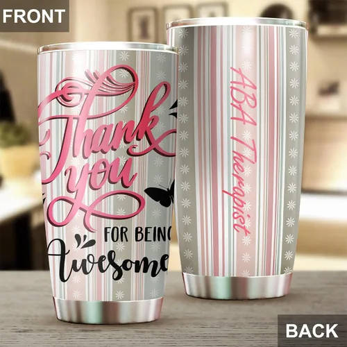 Vista 4 de Vaso terapeuta ABA de acero inoxidable de 20 onzas, regalo de agradecimiento para compañeros de trabajo, hombres, mujeres, amigos del trabajo