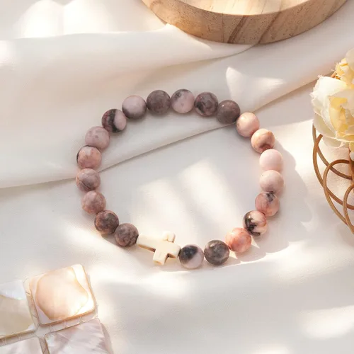 Vista 3 de Regalos de confirmación, regalos cristianos para mujeres, pulsera de cruz católica religiosa, regalos para mujeres, Piedra, Circonita cúbica
