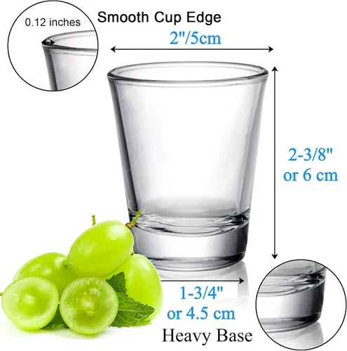Vista 2 de Tebery 30 Piezas Vasos de Chupito de 60ml, Juego de 2oz Vasos de Chupito de Base Pesada, Vasos de Chupito de Vidrio Redondo, Vidrio Transparente