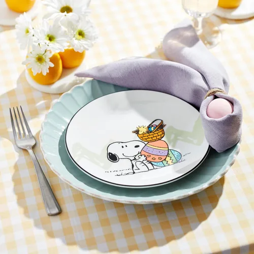Vista 8 de Lenox 895684 Peanuts Easter Snoopy - Juego de platos decorativos de 4 piezas, vajilla de primavera