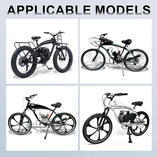 Vista 5 de Tubo de escape negro de 1.575 in para bicicleta motorizada de 49 cc, 50 cc, 60 cc, 66 cc, 80 cc, 2 tiempos
