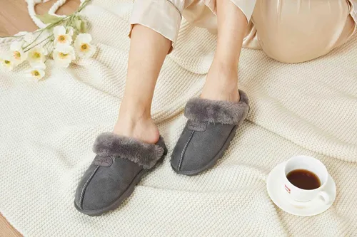 Vista 5 de CLPP'LI Pantuflas cómodas de gamuza esponjosa para mujer, de piel sintética, cálidas, para invierno