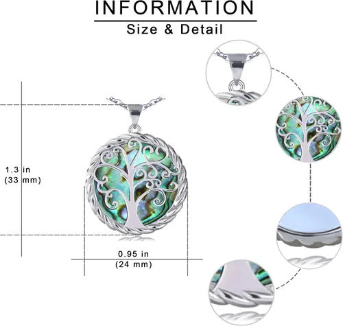 Vista 5 de SmileBelle Tree of Life Necklace as Birthday Gifts for Mom Grandma, Mom Gifts for Stepmom as Bonus Mom Gifts From Daughter, Silver Mother in Law