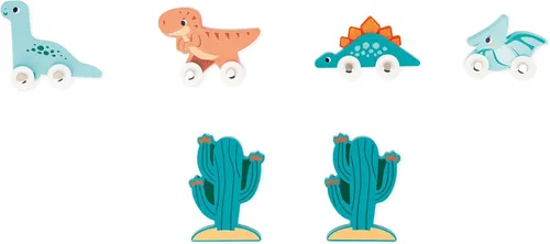 Vista 8 de Janod - Garaje de dinosaurio de madera de dinosaurio - Juego imaginativo - Fomenta la creatividad y la narración - Mejora el diseño de habilidades