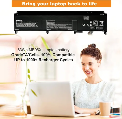 Vista 2 de MB06XL L78553-005 - Batería de repuesto para laptop Hp ZBook Studio G7 2J3H8PA 1J3R6EA 1J3U6EA 21X54UT H80612762 1J3W1EA 28Y09PA 1J3S8EA 235M3PA