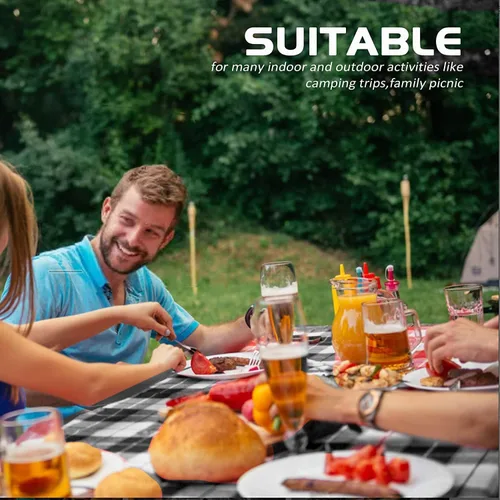 Vista 6 de Funda de mesa de picnic con fundas de banco de 8 pies para cualquier mesa de picnic de 96 x 30 pulgadas, juego de 3 piezas para mesa rectangular