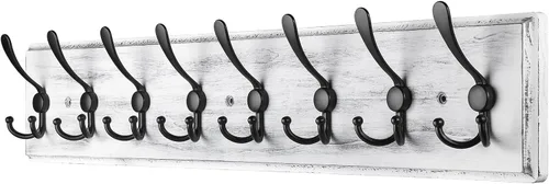 Vista 10 de Perchero de Pared de Montaje en Pared, Perchero de Pared de Madera Resistente para Pared, 6 Ganchos Triples para Colgar Abrigos, Chaqueta, Sombrero