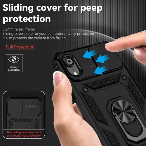 Vista 4 de Funda para iPhone XR con cubierta para lente de cámara, protector de pantalla HD, doble capa [protección contra caídas de grado militar de 15 pies]